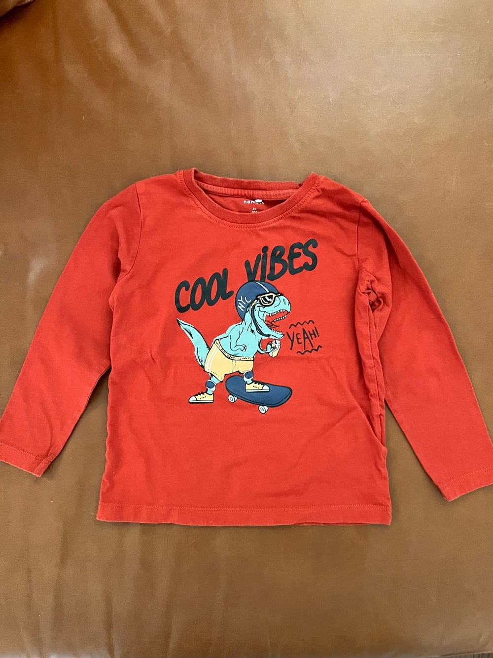 NAME IT Skateboarding Dino Orange T-Shirt, 4yrs
